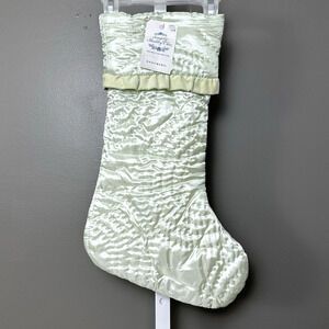Vintage New Simply Shabby Chic Stocking Holiday Light Green Satin 2008 NOS Shiny